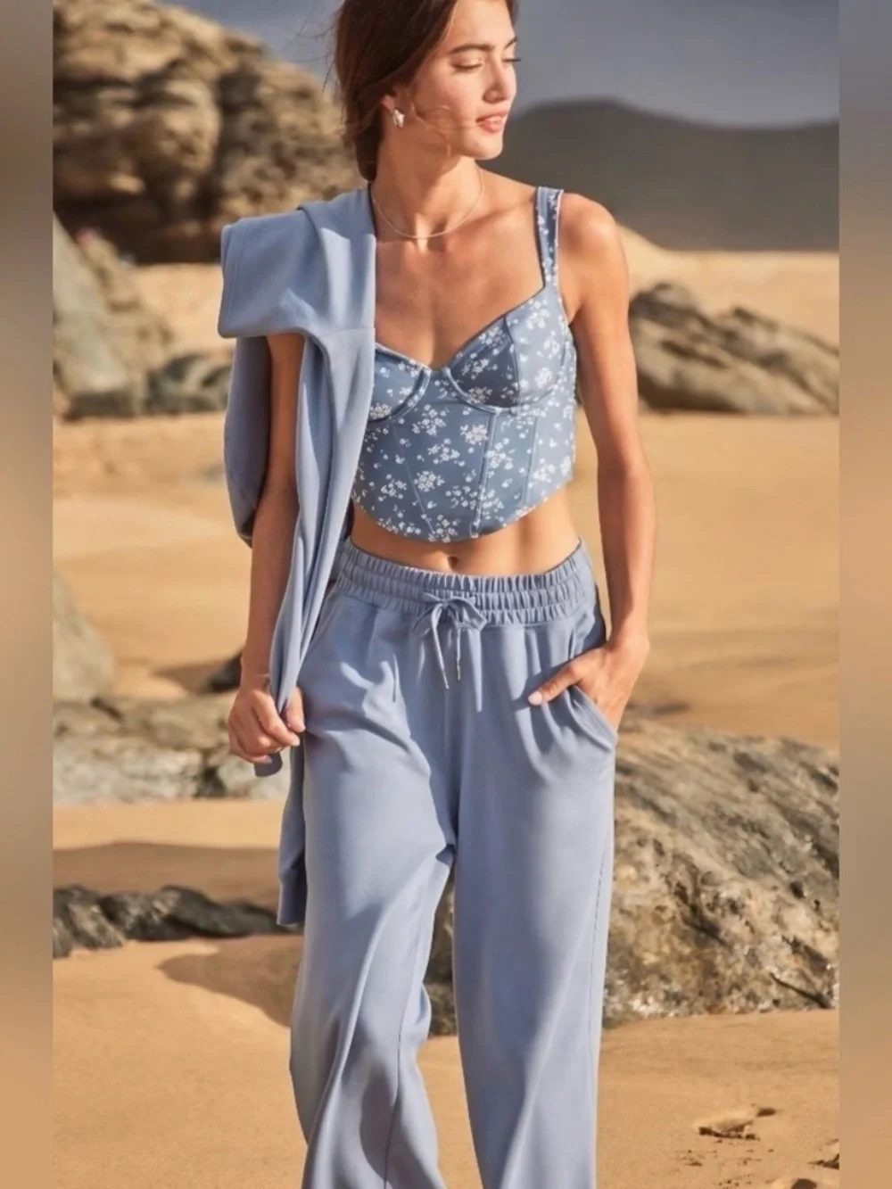 Gilly Hicks by Hollister Active Cool Down Wide-Leg Pants in Dusty Blue